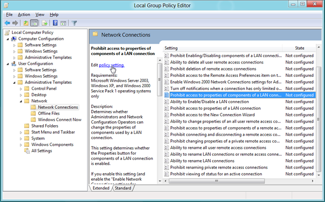 Local Group Policy Internet settings