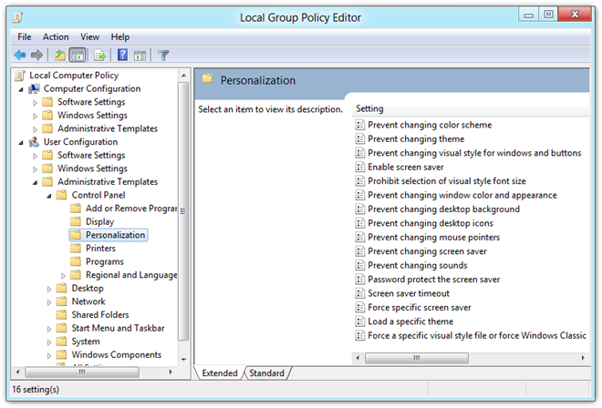 Local Group Policy Editor Personalization