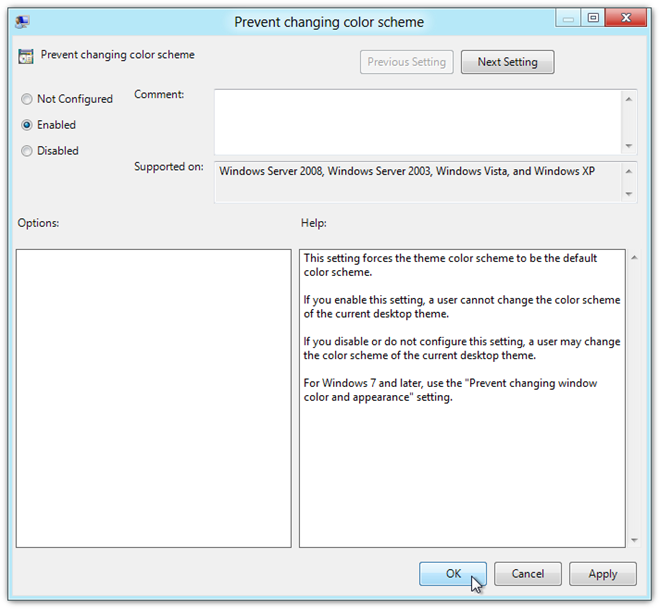 Prevent Color scheme change